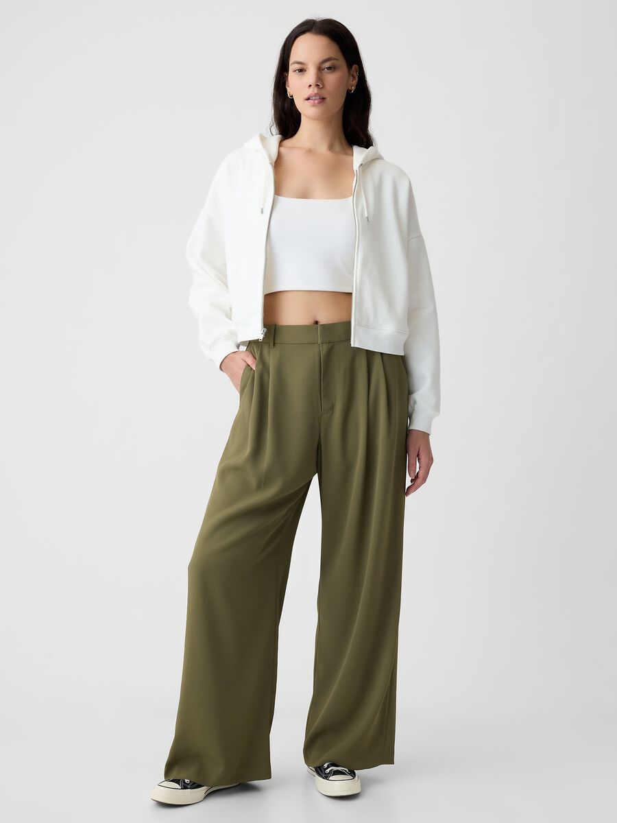Wide-leg trousers with high waist and darts Woman_3