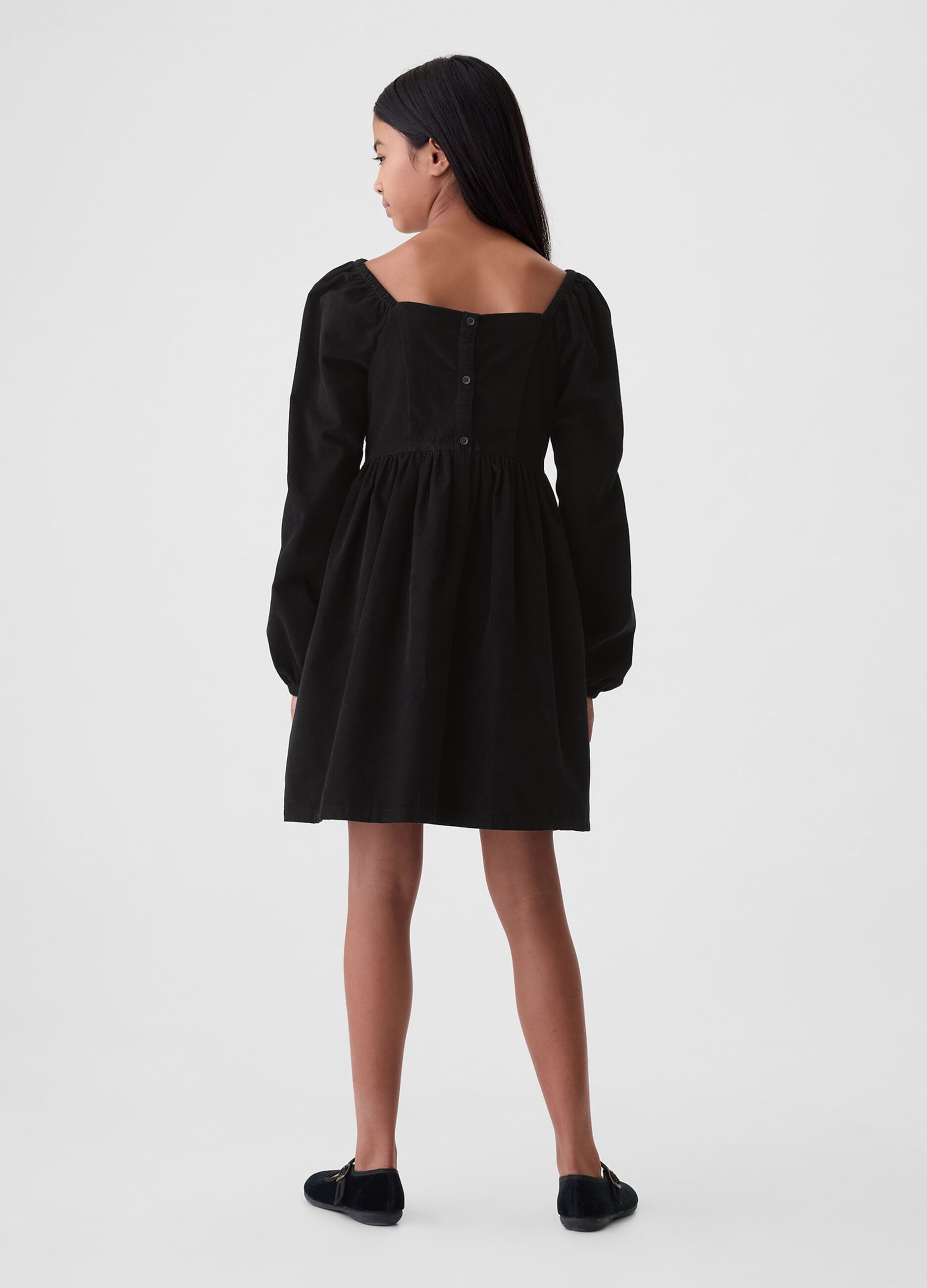 Vestito in cotone con maniche a sbuffo_1