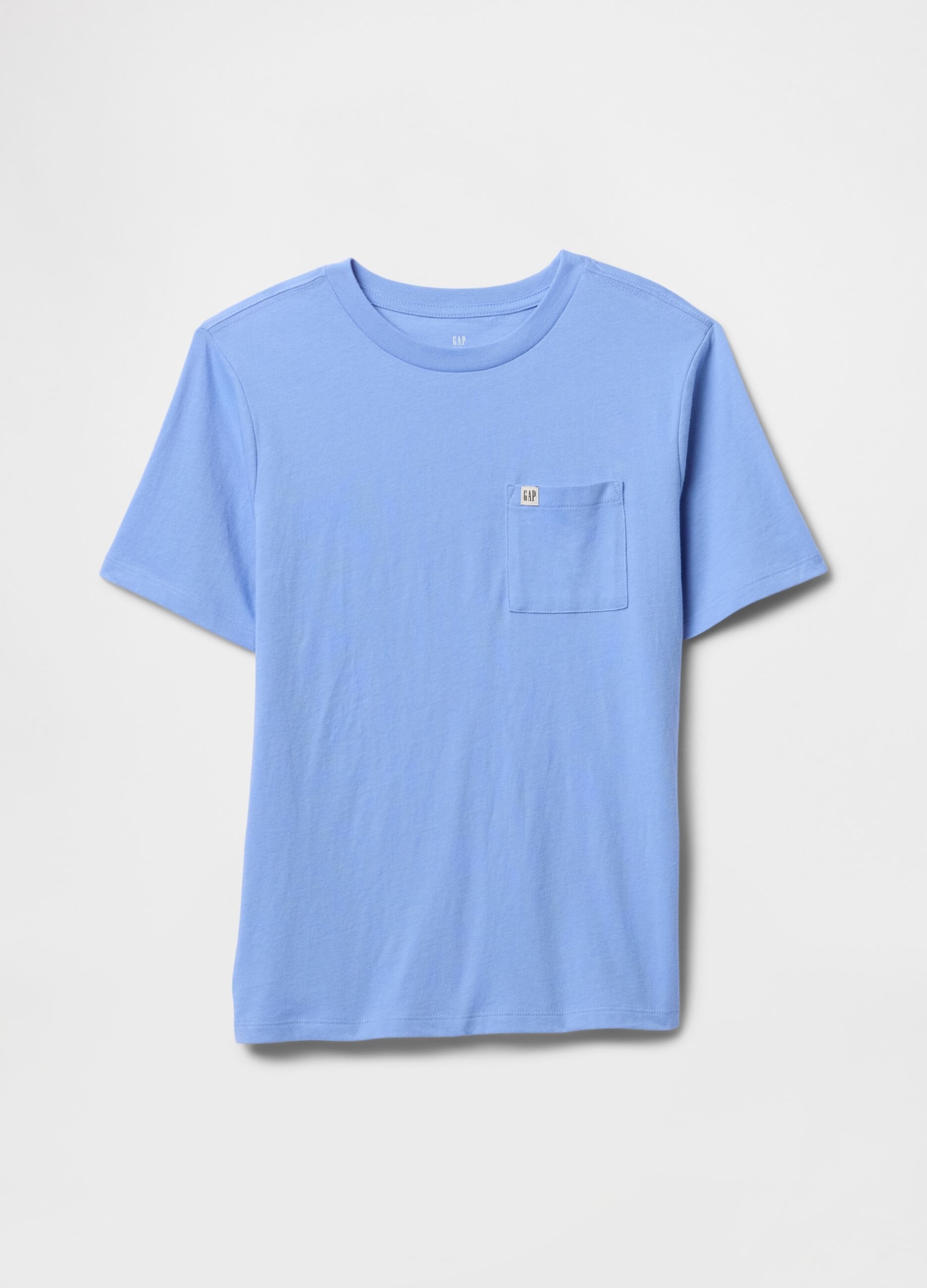 T-shirt a maniche corte azzurra in cotone