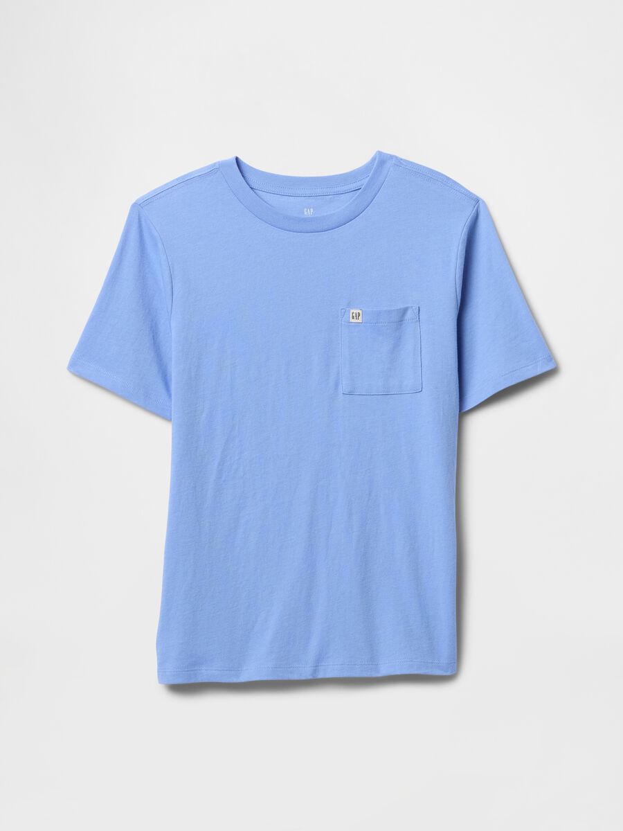 T-shirt a maniche corte azzurra in cotone Bambino_0