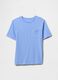 Short sleeve blue cotton T-shirt_0