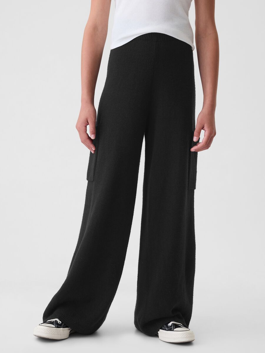 Pantalone a gamba larga in maglia Bambina_1