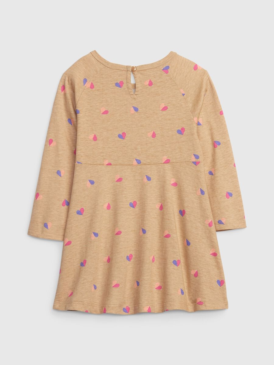 Abito in cotone con stampa cuori e logo Bimba_1