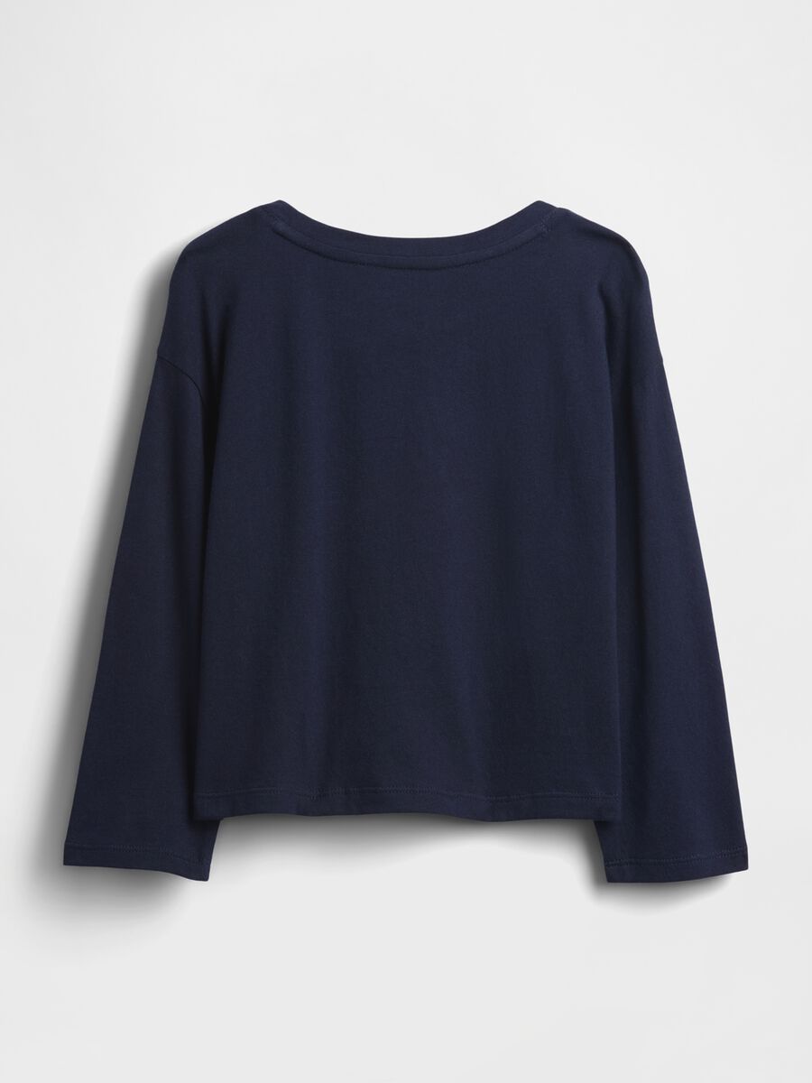 Long-sleeved blue cotton top Girl_1