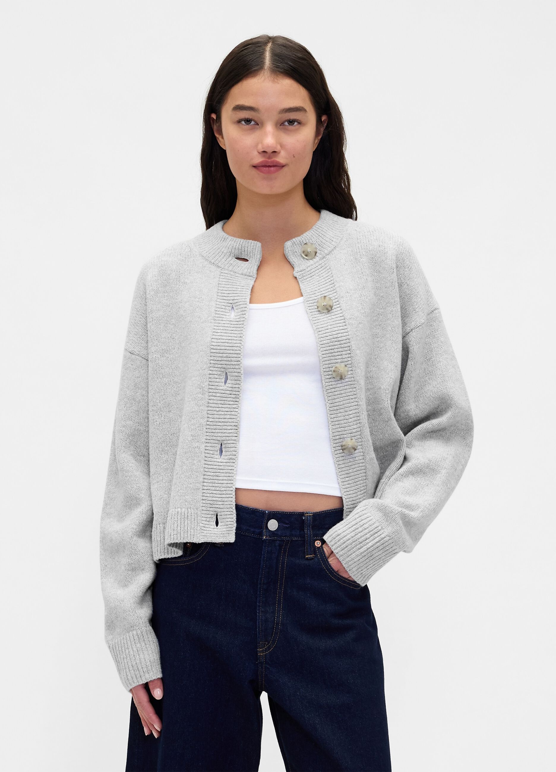 Cardigan grigio in misto cotone