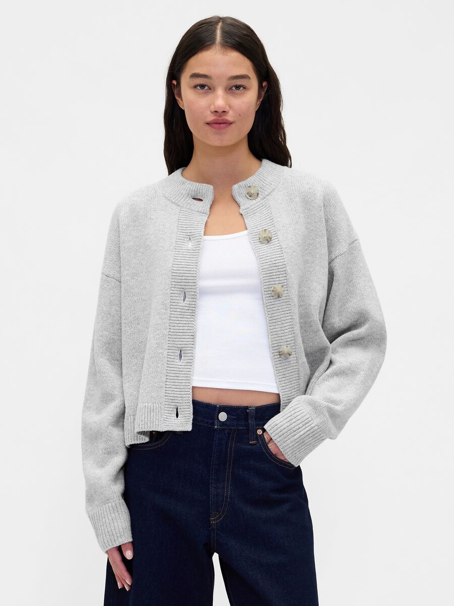 Cardigan grigio in misto cotone Donna_0