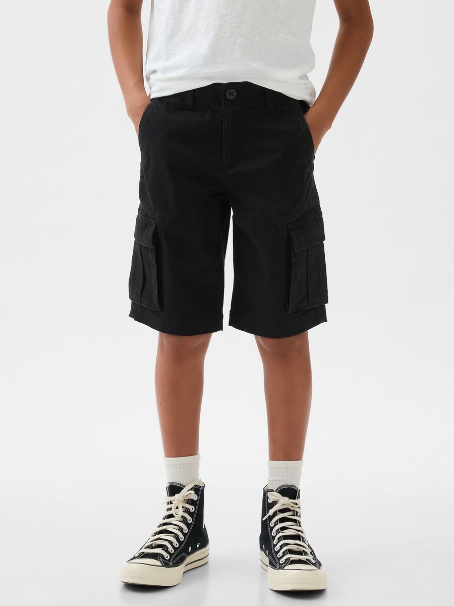 Stretch cotton cargo Bermuda shorts Boy_1