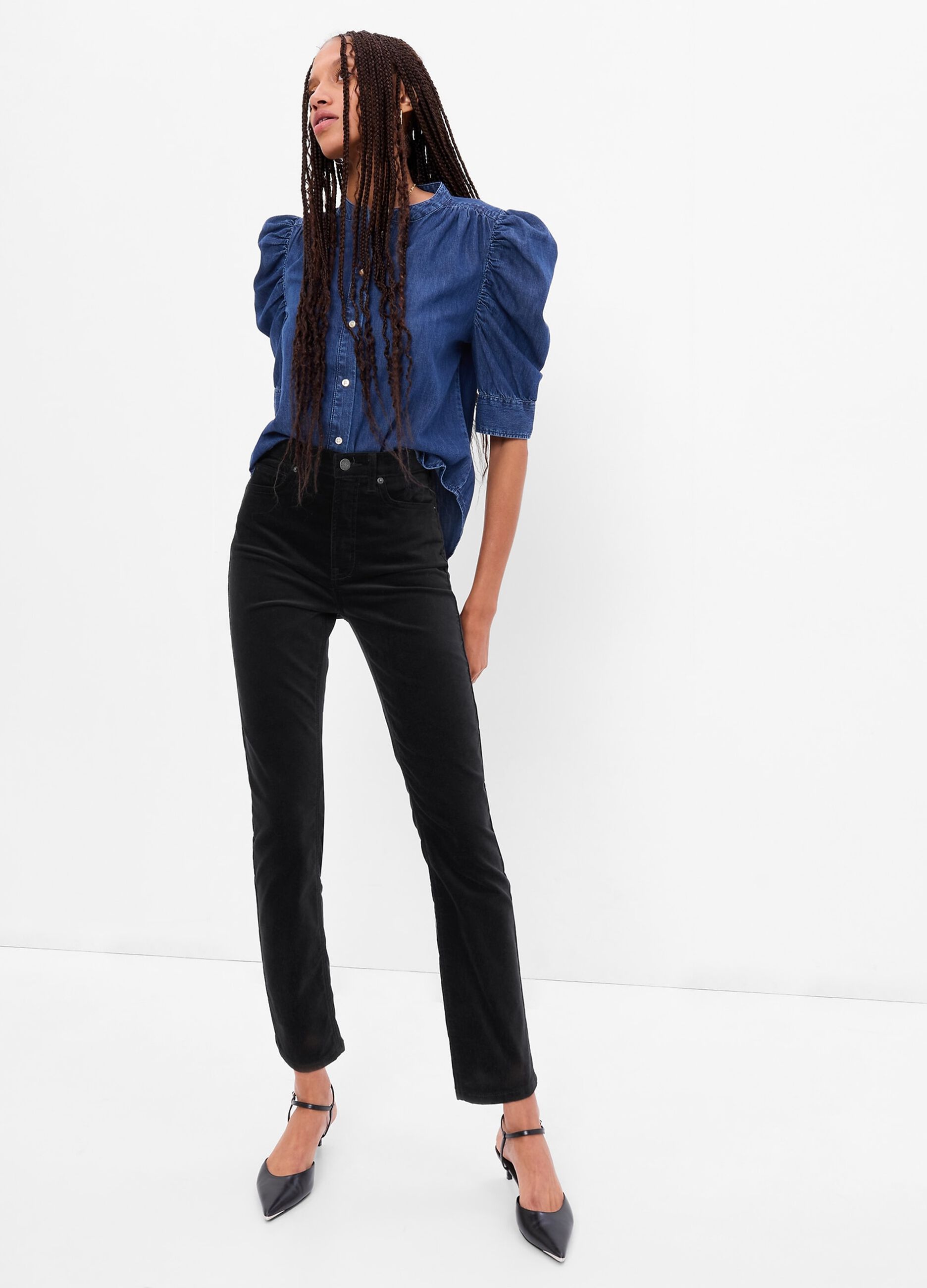 Slim-fit jeans in stretch velvet_1