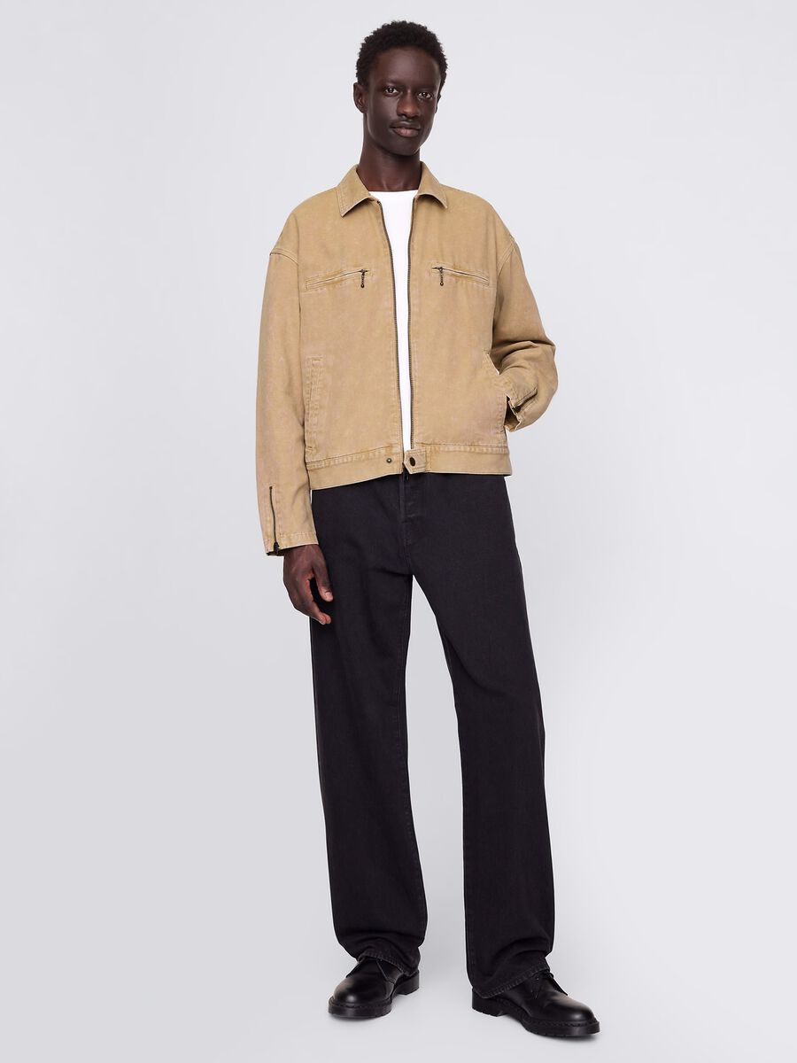 Beige lightweight jacket in 100% cotton Man_1