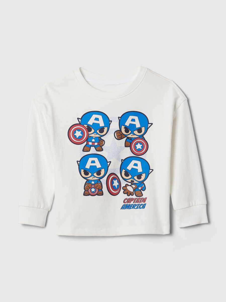 T-shirt in cotone con stampa Captain America Bimbo_0