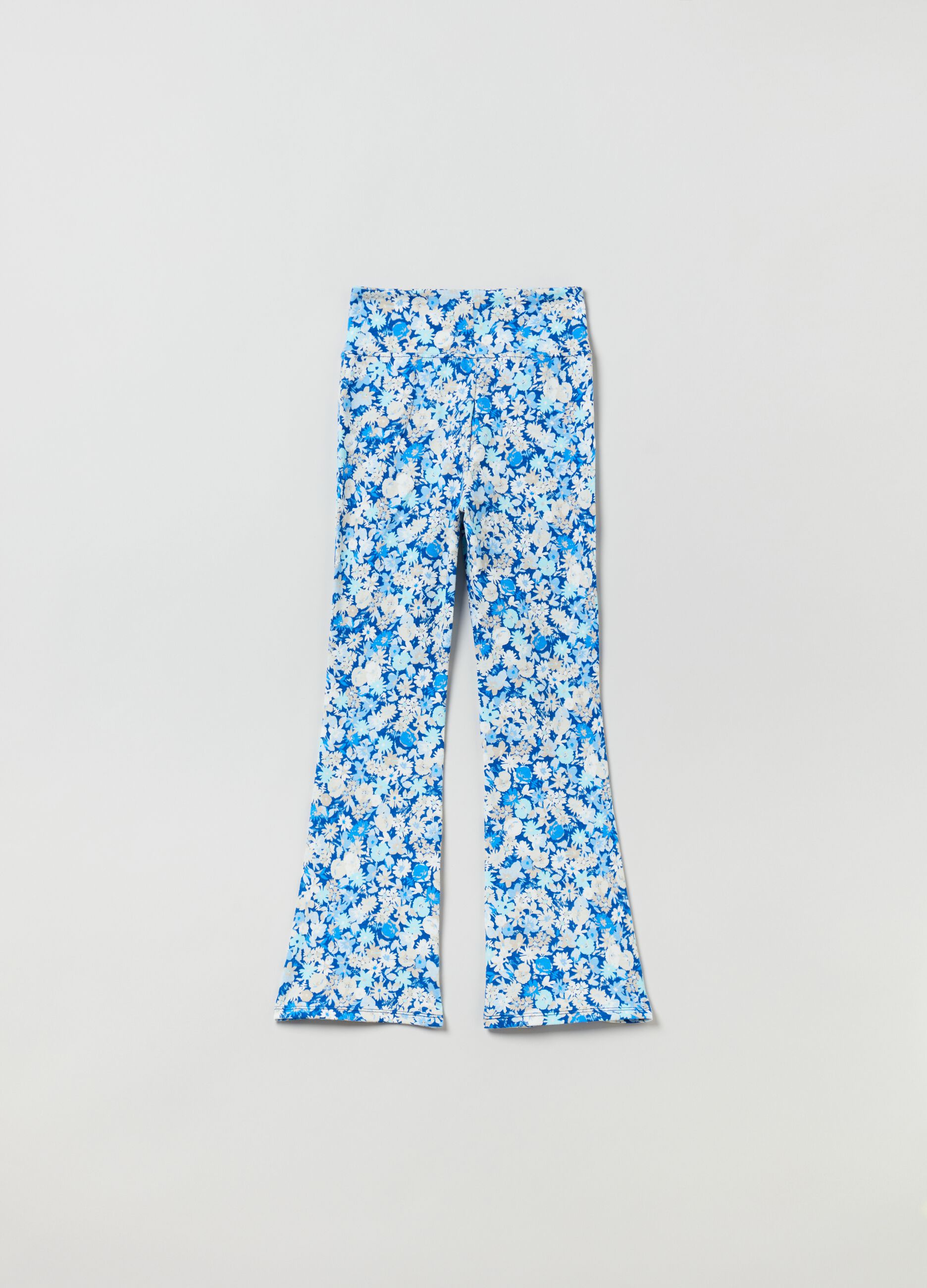 Flare-fit leggings with floral pattern_1