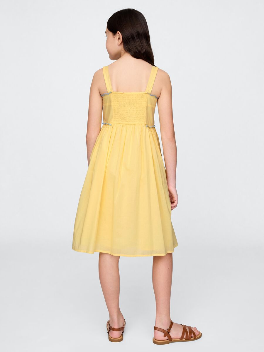 Yellow summer dress with floral embroidery in cotton Girl_1