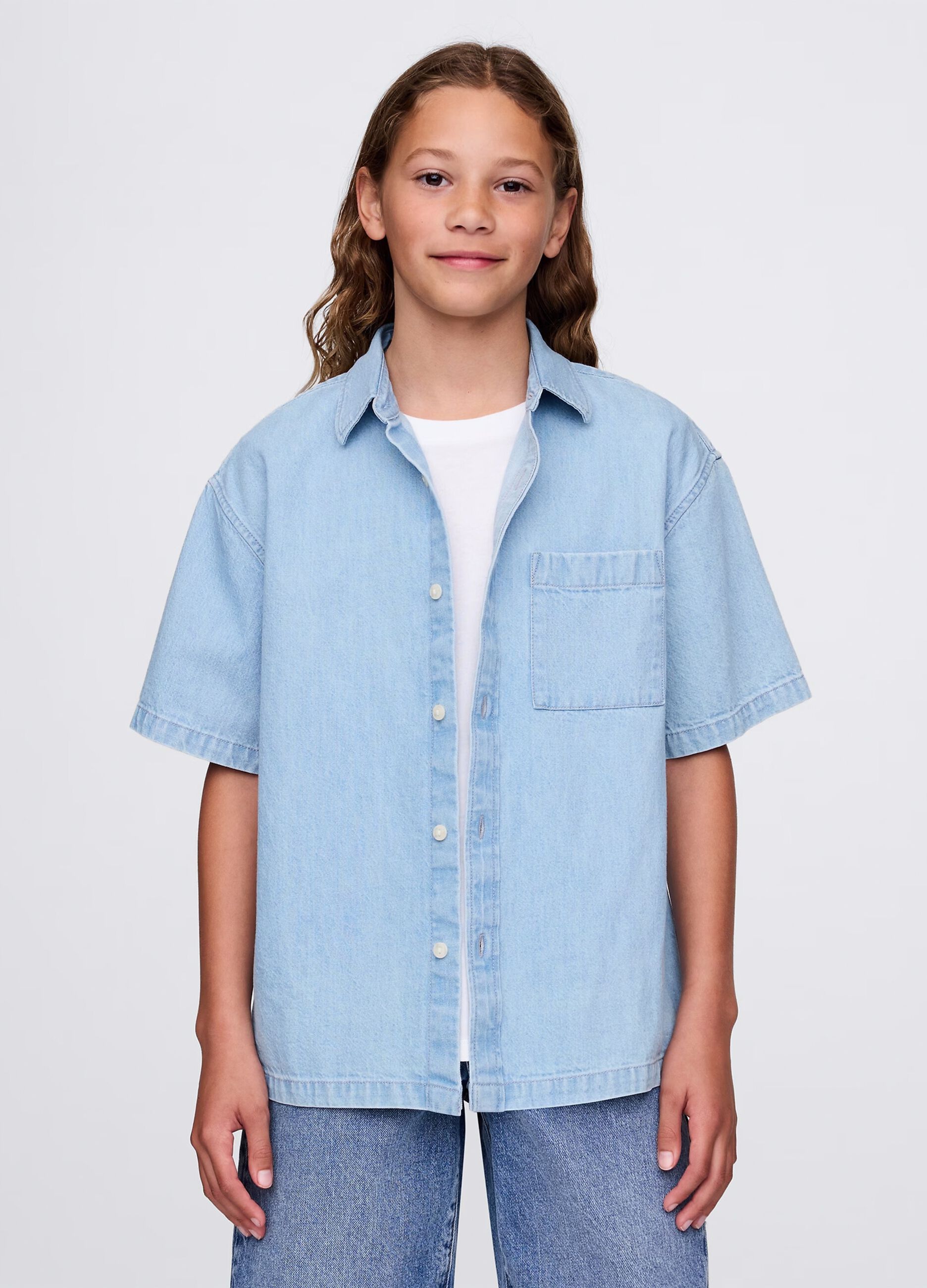 Camicia in denim a maniche corte