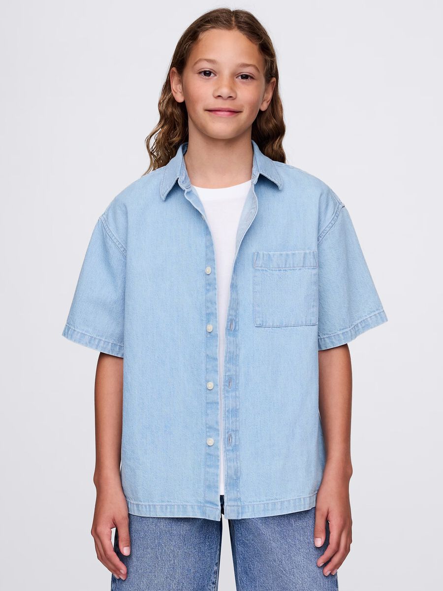 Short-sleeved denim shirt Baby Boy_0
