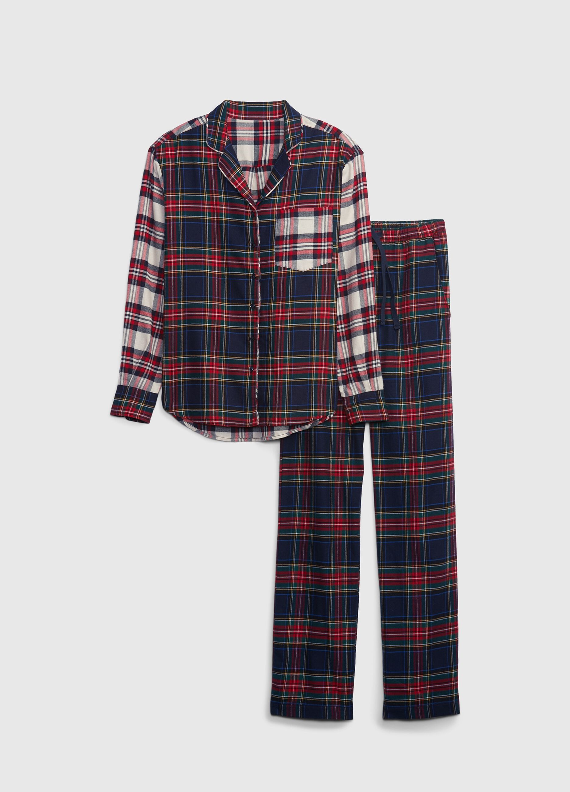 Pigiama lungo in flanella plaid_3