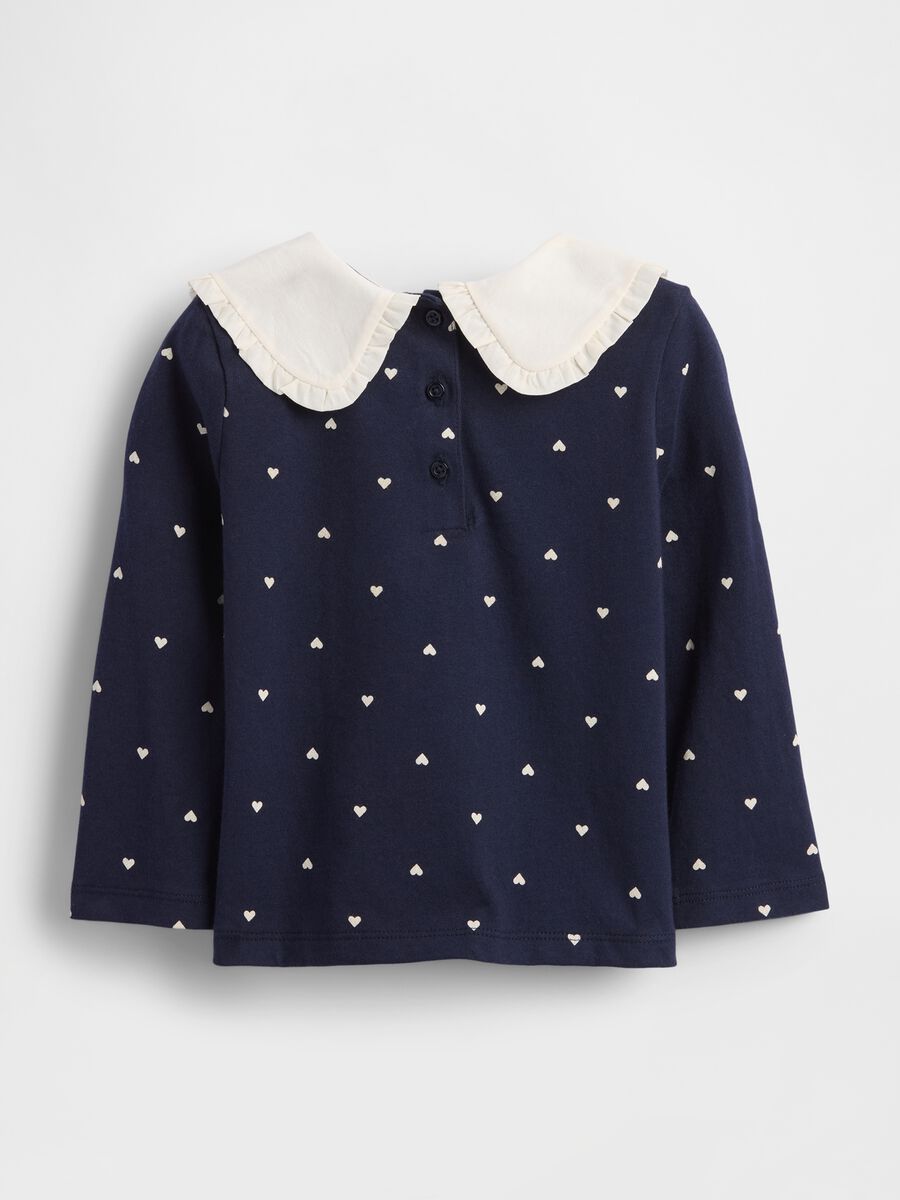 Maglietta a maniche lunghe blu in cotone Bambina_1