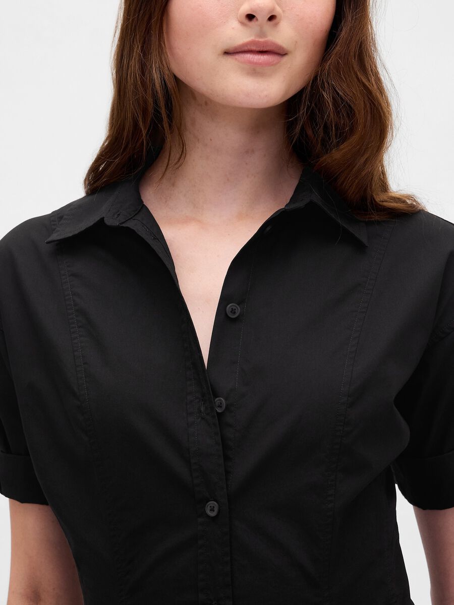 Short Sleeve Black Cotton Dress Woman_2