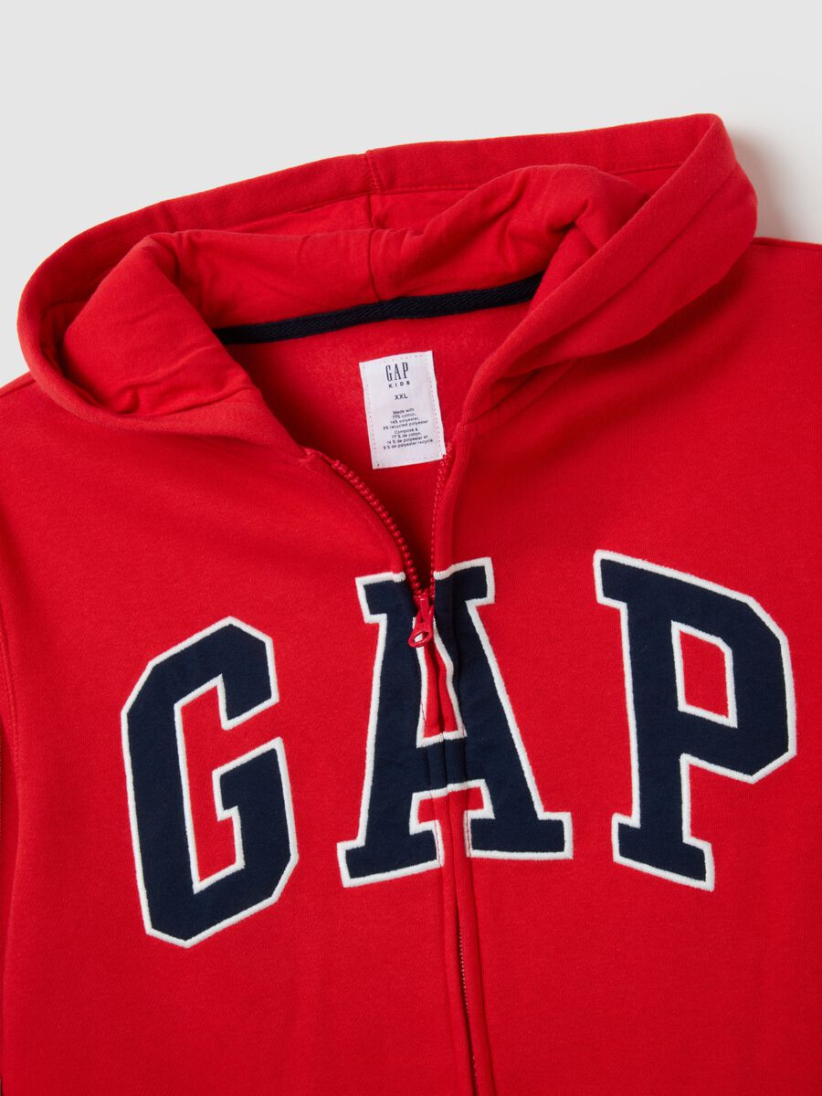 Full-zip fleece sweatshirt with logo embroidery Boy_3
