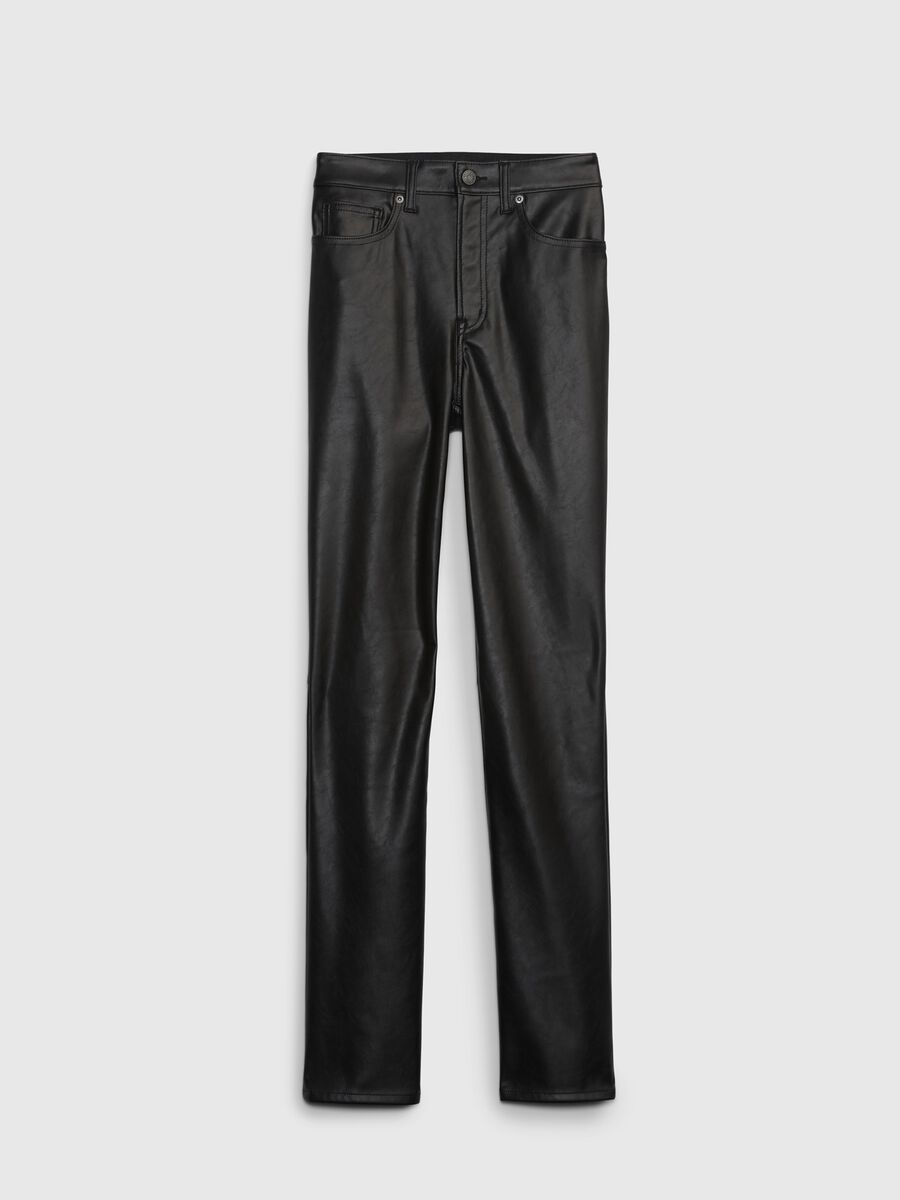 Slim-fit glossy-effect trousers Woman_4