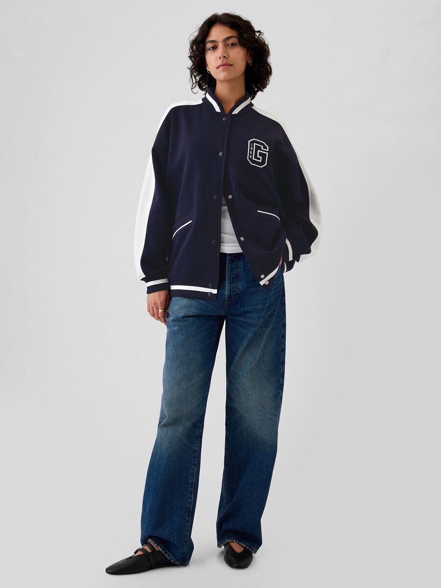 Bomber varsity oversize con ricamo logo Donna_1