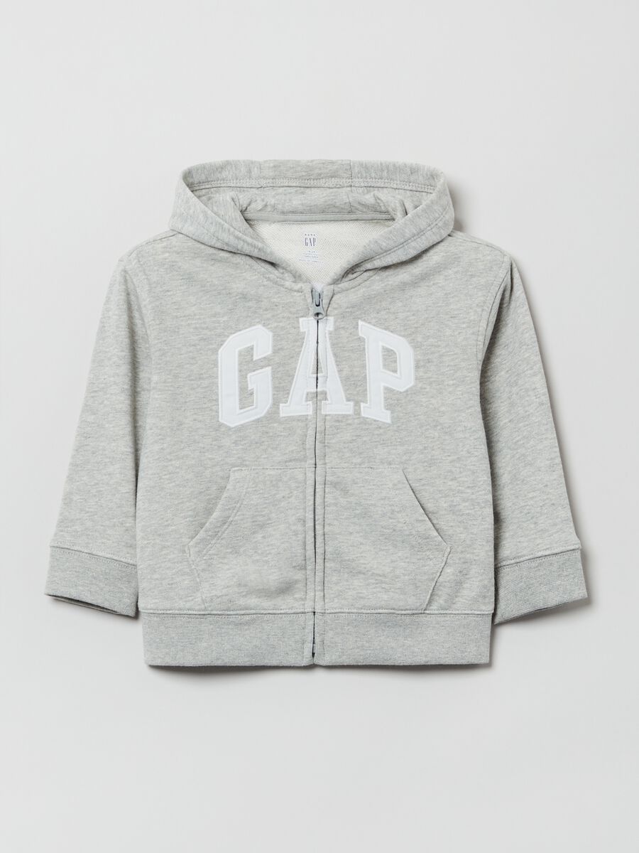 Full-zip sweatshirt with hood and logo patch Newborn Boy_0