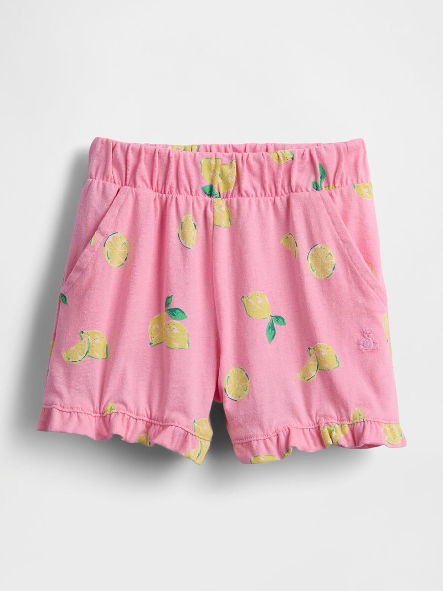 Pantaloncini rosa con stampa limoni Bimba_0