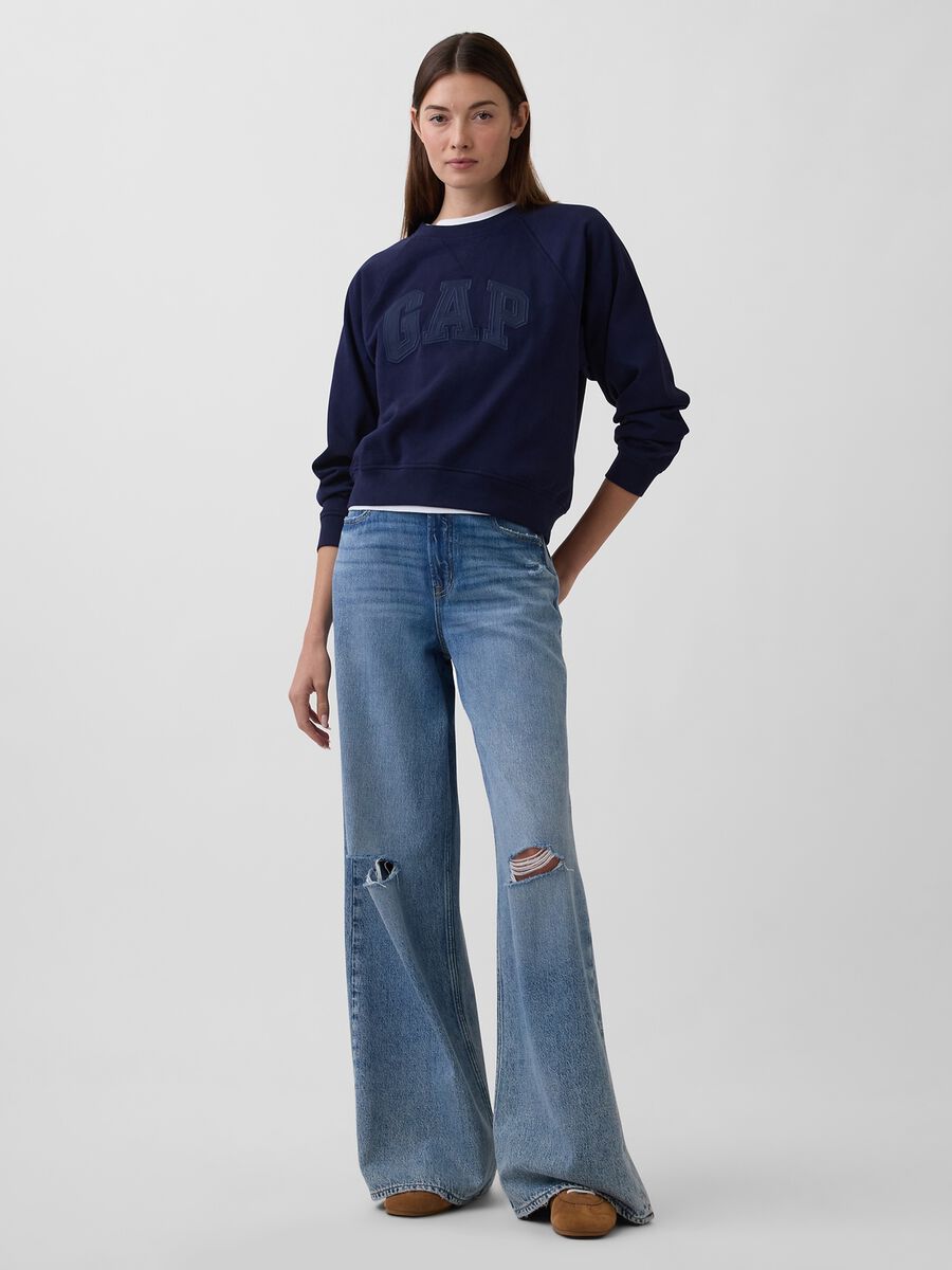 Felpa girocollo in misto cotone con logo GAP Donna_2