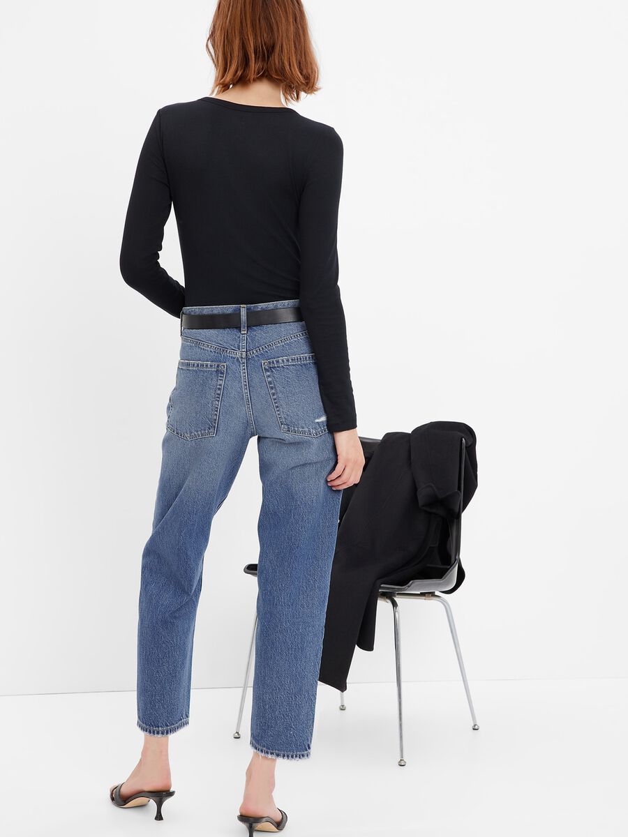 Barrel-leg jeans with rips Woman_1