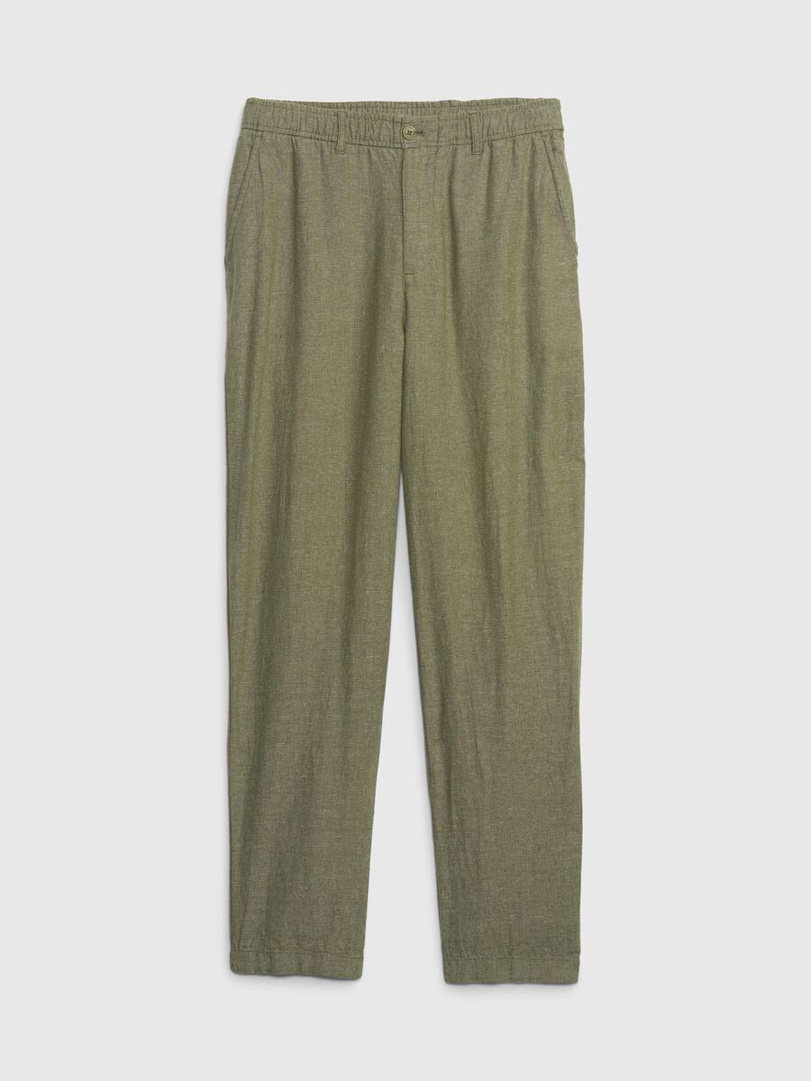 Pantaloni relaxed fit in lino e cotone Uomo_3