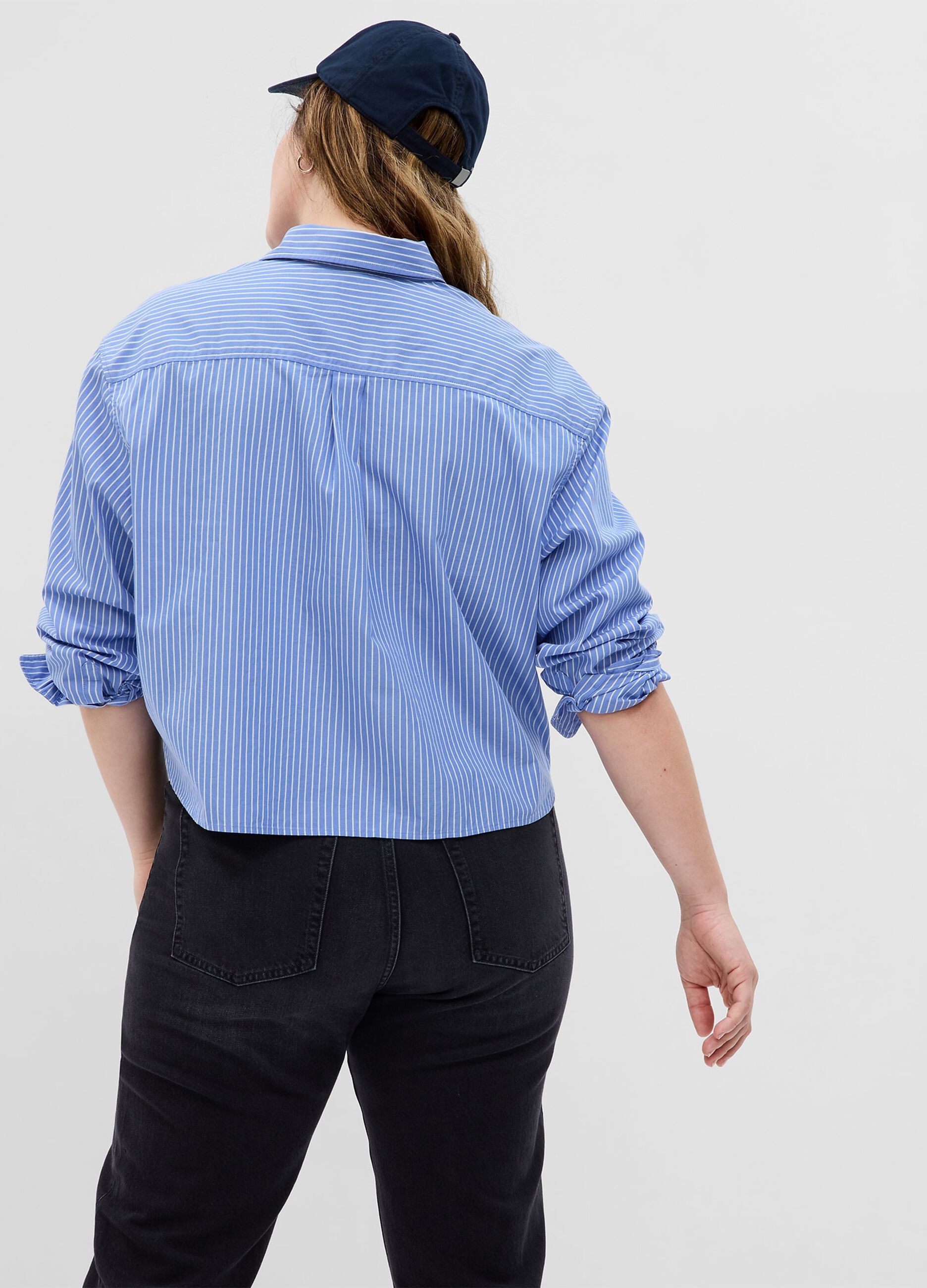 Cropped striped shirt in poplin_4