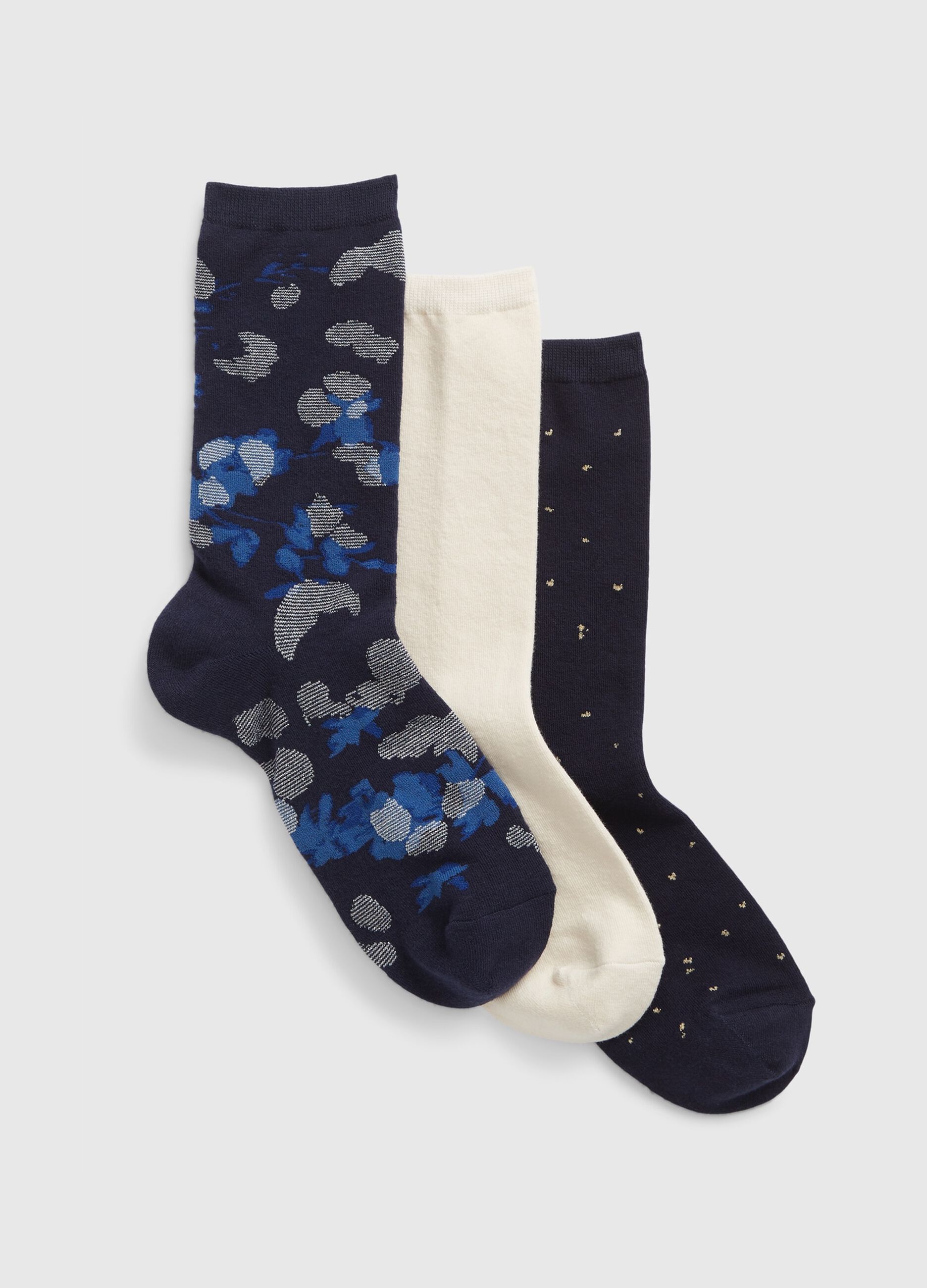 Three-pair pack short socks with pattern