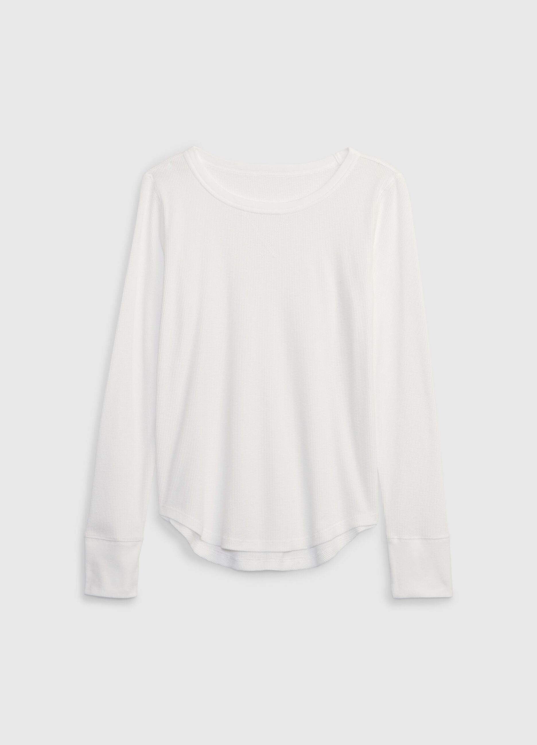 T-shirt con micro trama waffle a maniche lunghe_3