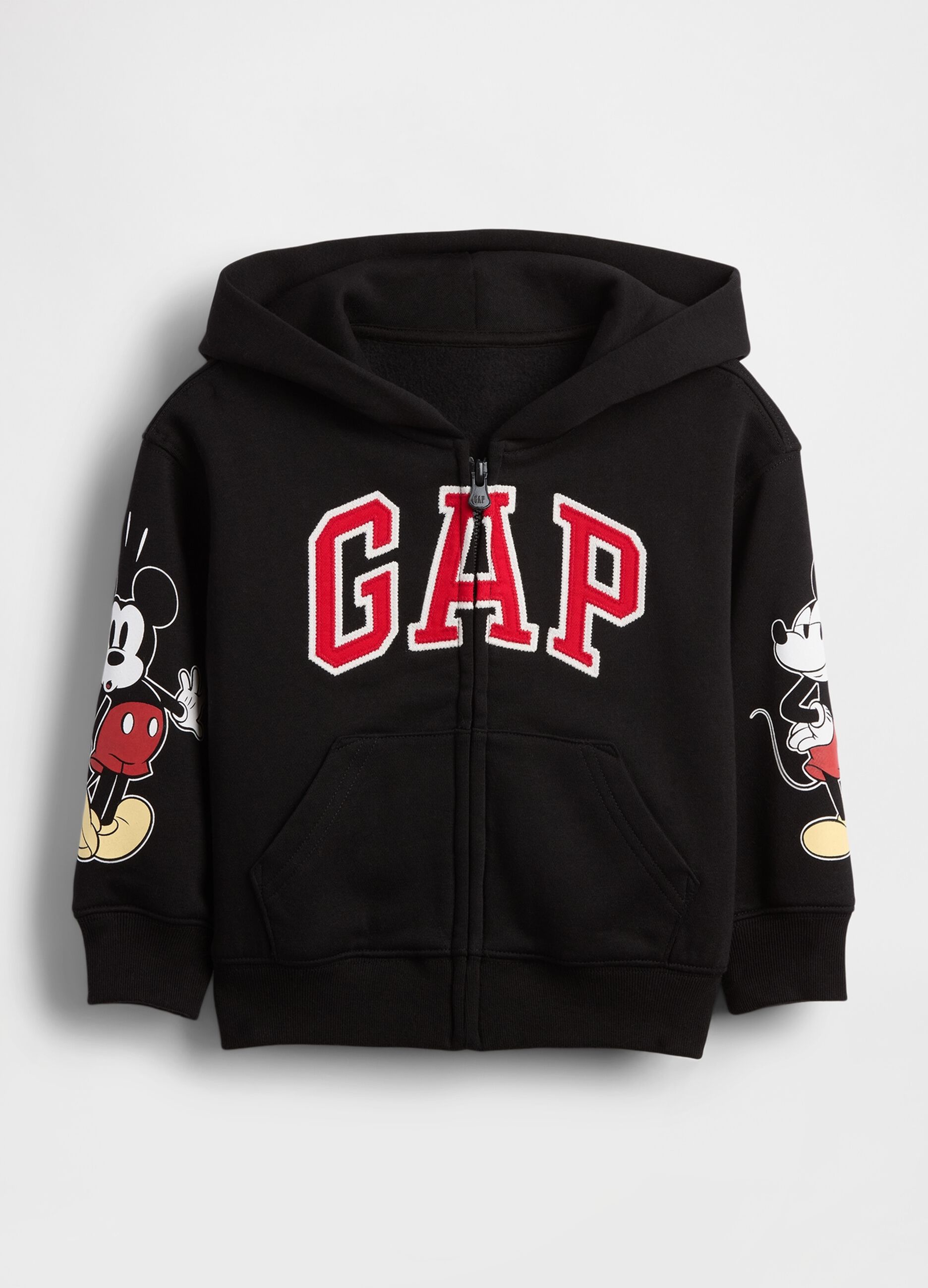Felpa nera con cappuccio e zip Mickey Mouse