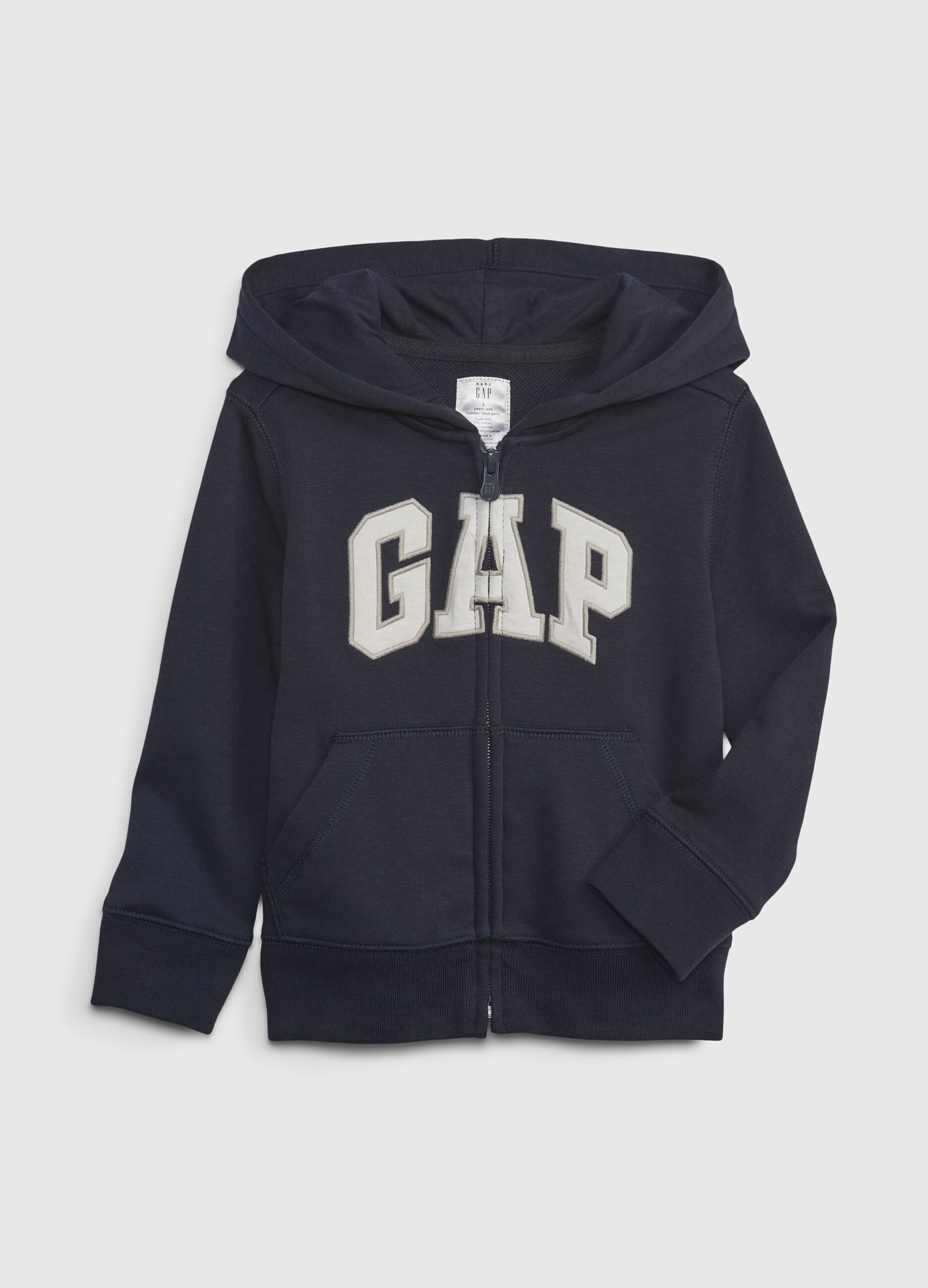 Full-zip con cappuccio e patch logo