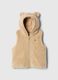 Gilet in sherpa con cappuccio e ricamo orsetto_0