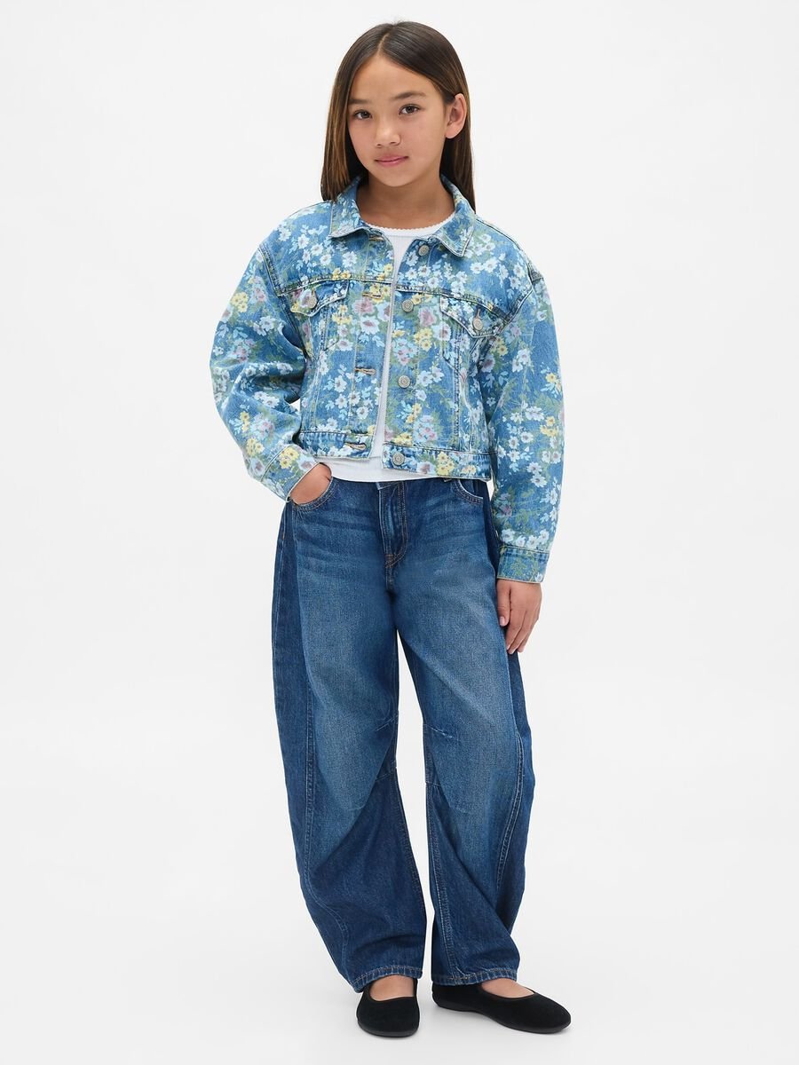 Multicolour Denim Jacket with Flowers Girl_0