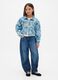 Giacca denim multicolor con fiori_0