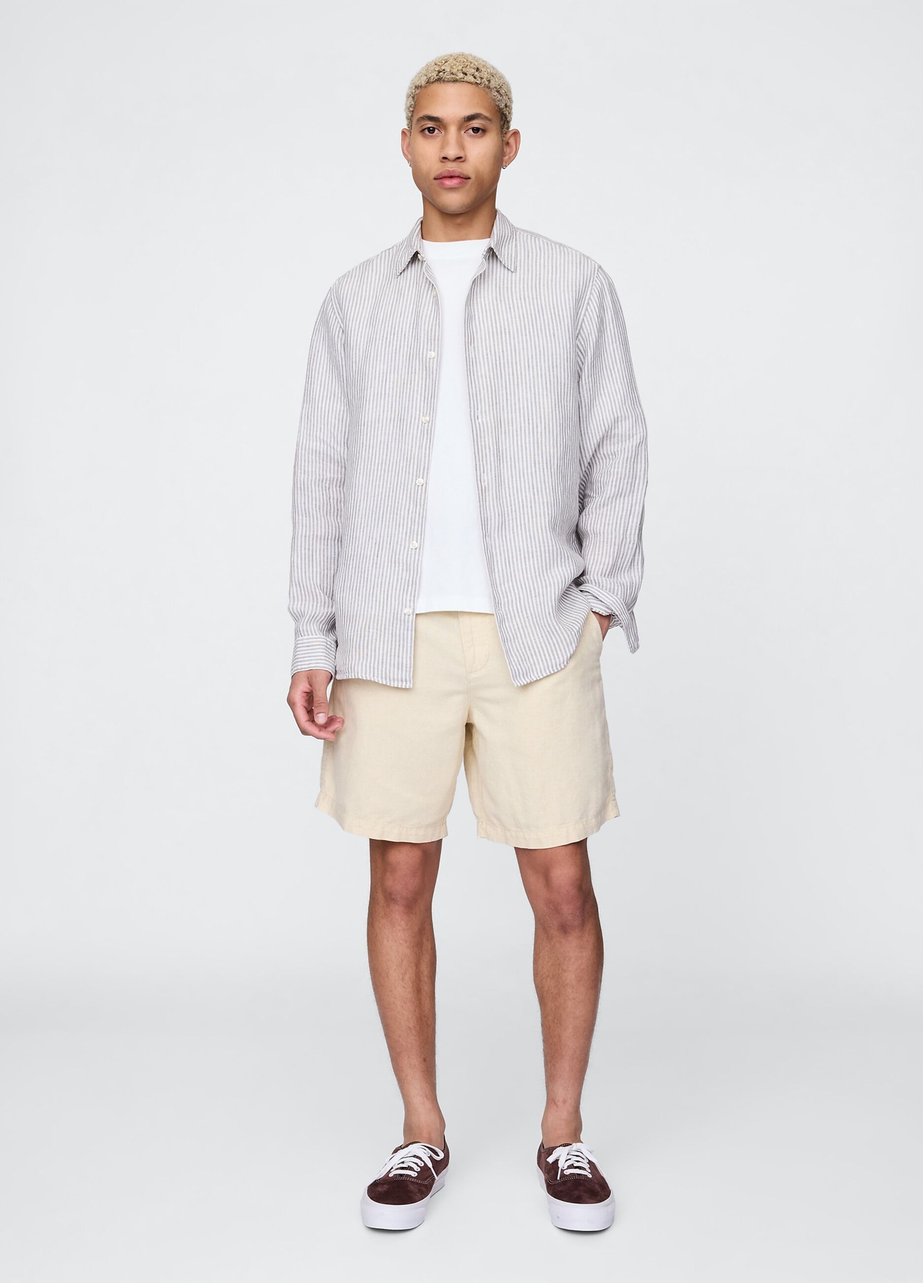 Shorts beige in misto lino e cotone Gap