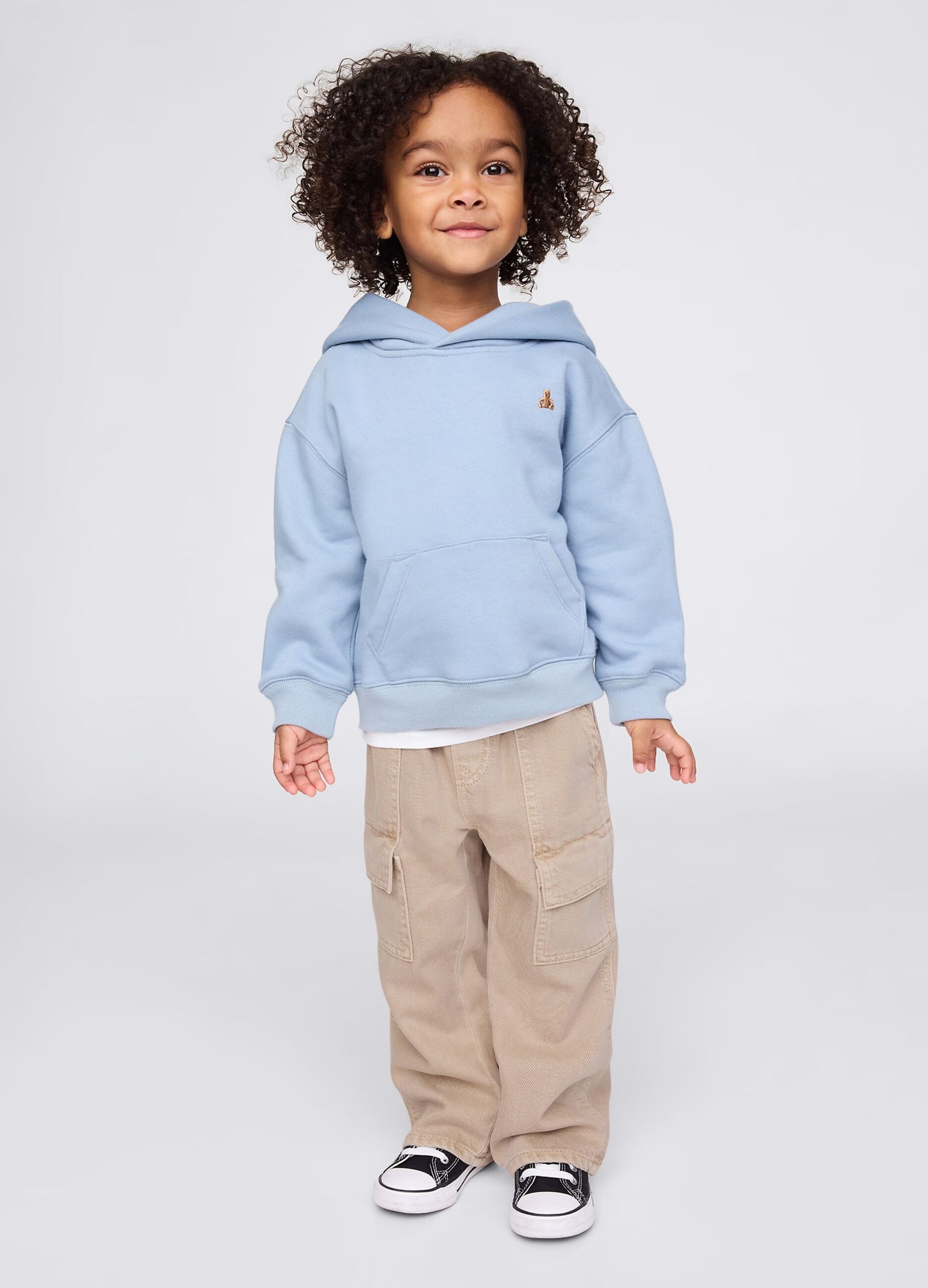 Beige cargo trousers in cotton and Lyocell with drawstring