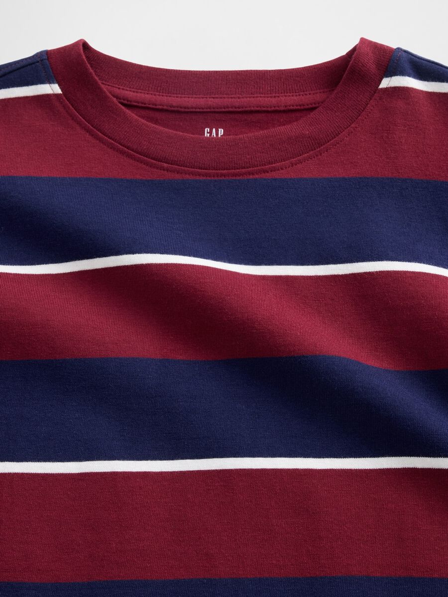 Long Sleeve Blue and Red Striped Cotton T-Shirt Boy_1
