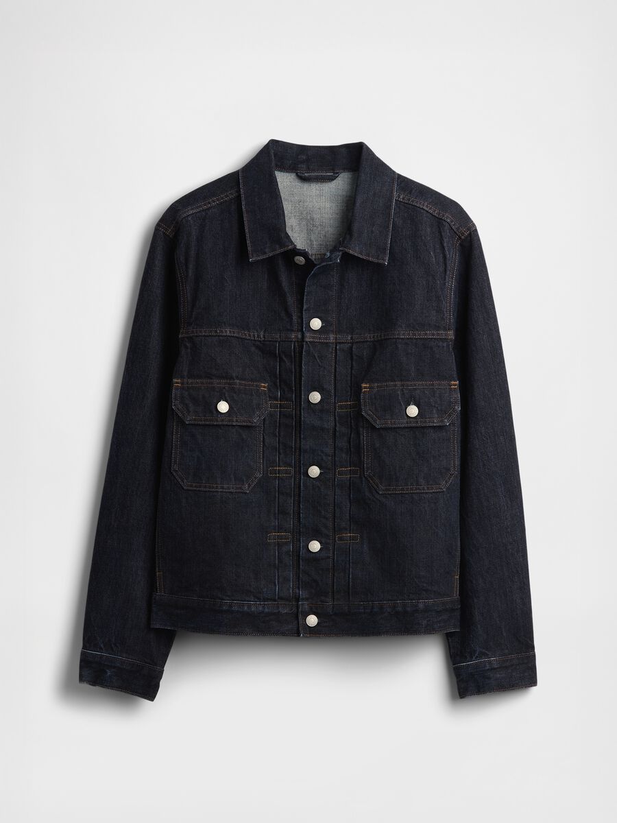 Giacca denim blu in cotone Uomo_3