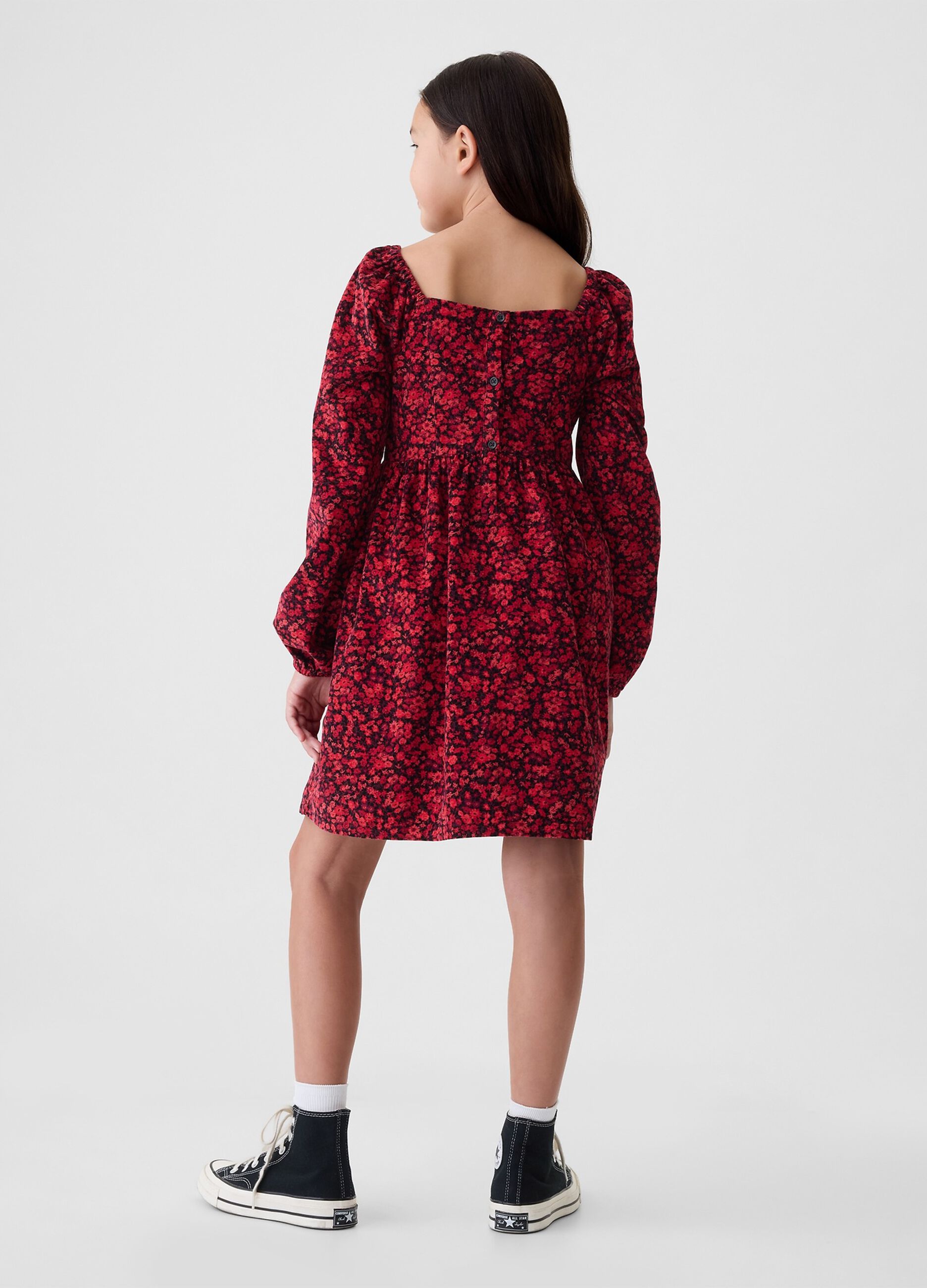 Vestito in cotone con maniche a sbuffo_1