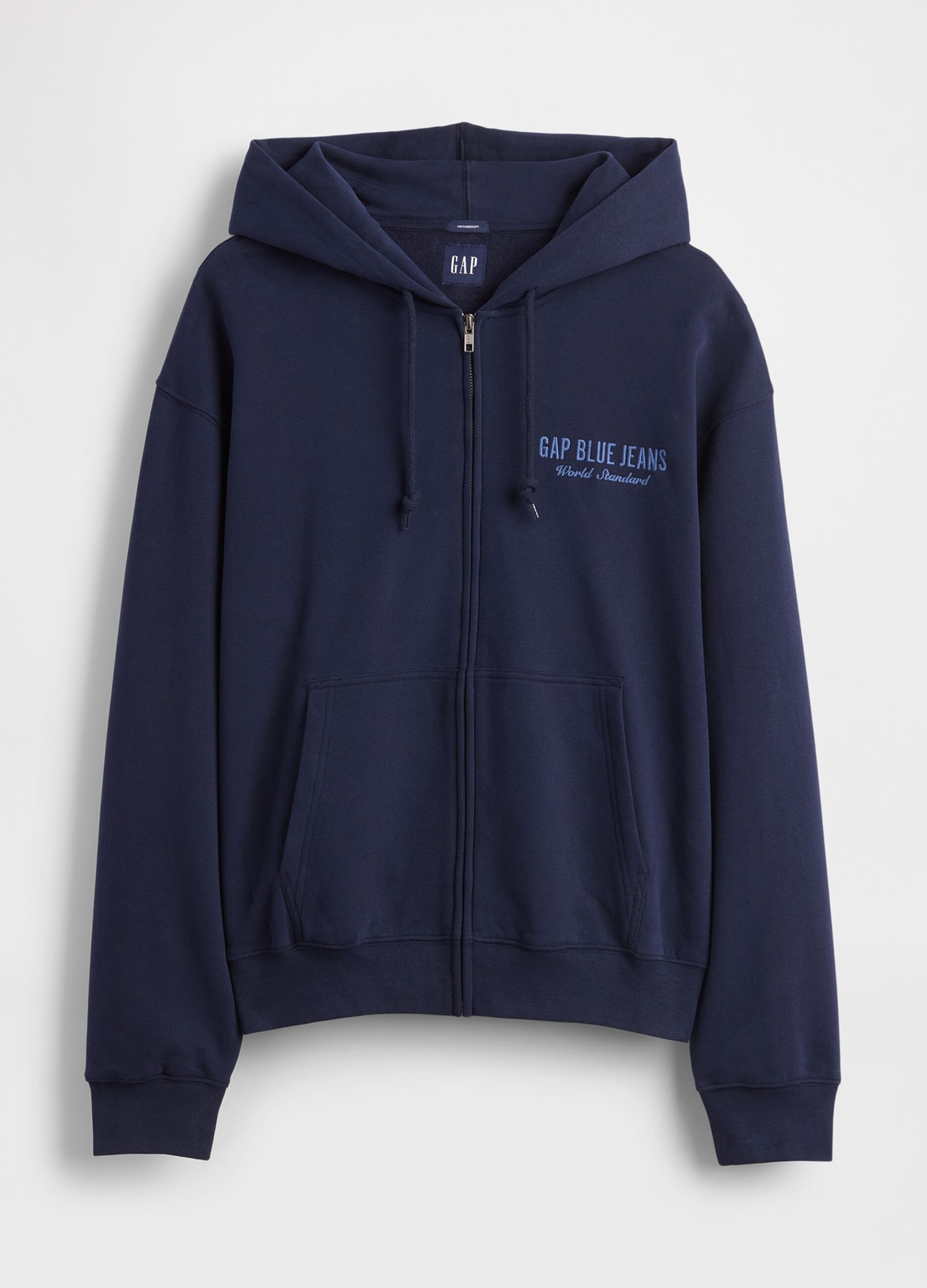 Felpa blu con cappuccio e zip_4