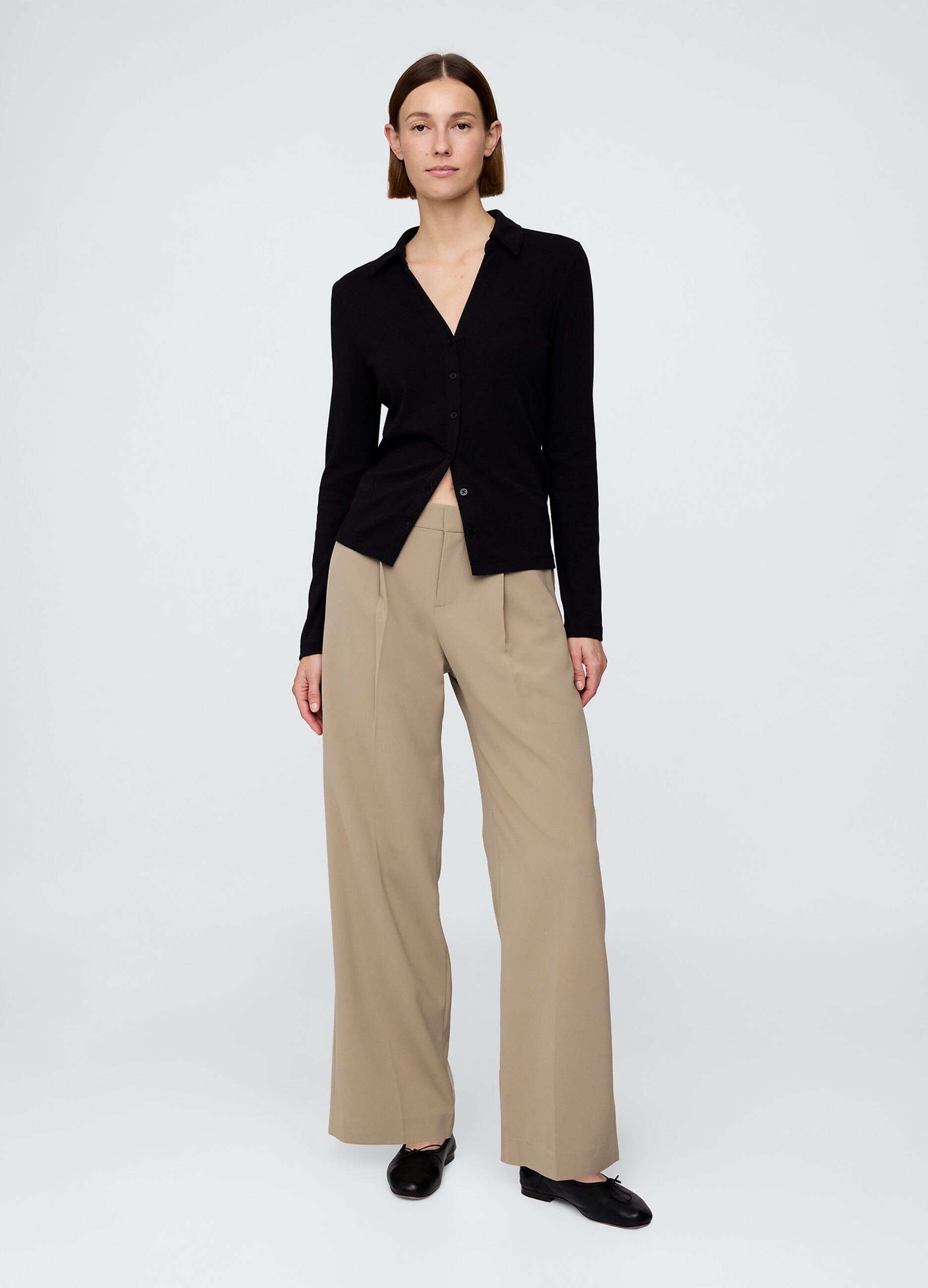 Beige Stretch Fabric Trousers
