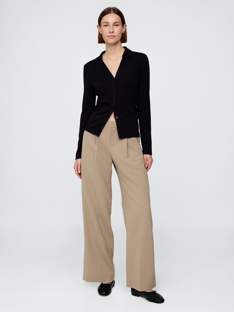 Beige Stretch Fabric Trousers Woman_0