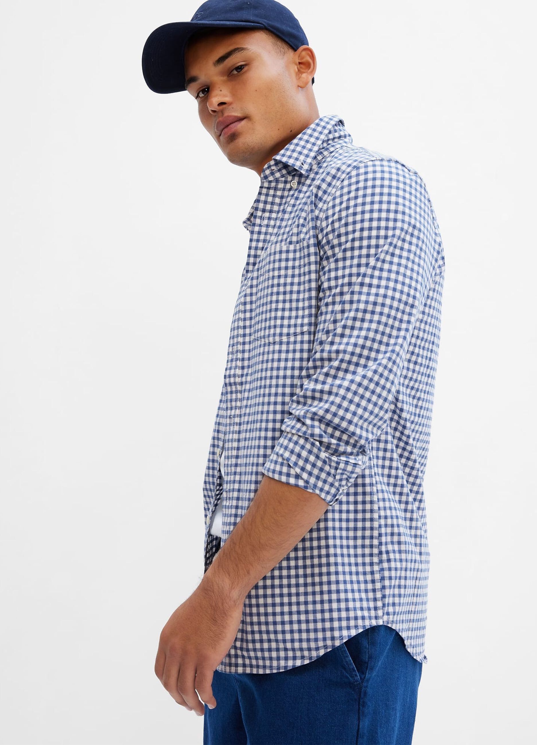 Camicia slim fit in popeline vichy