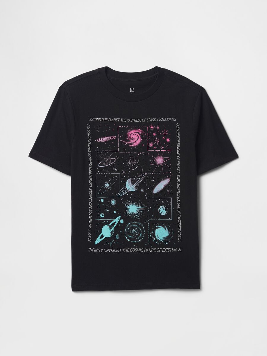 T-shirt nera con stampa spaziale Bambino_0