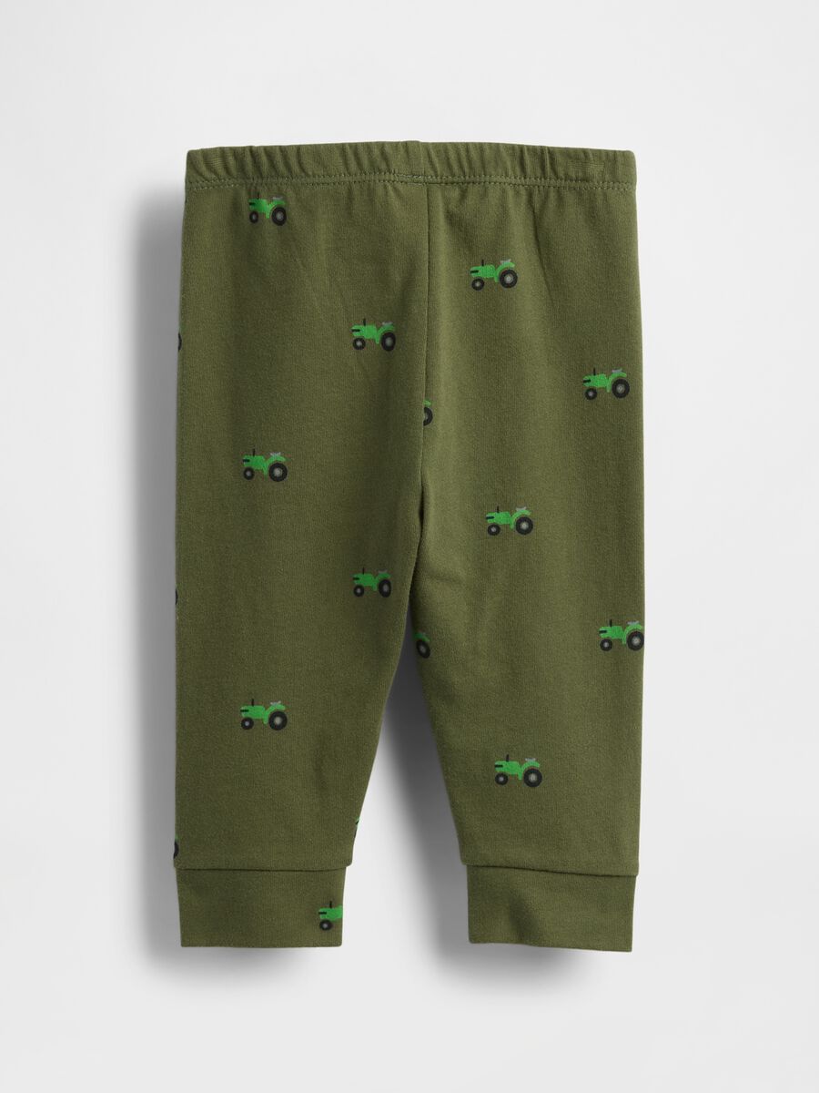 Pantaloni verde in cotone con stampa trattori Neonato_1