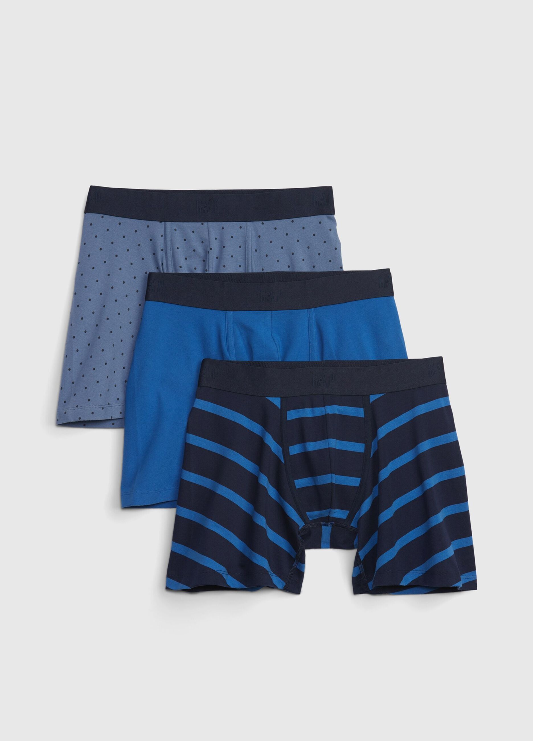 Three-pack boxer shorts with pattern in stretch cotton