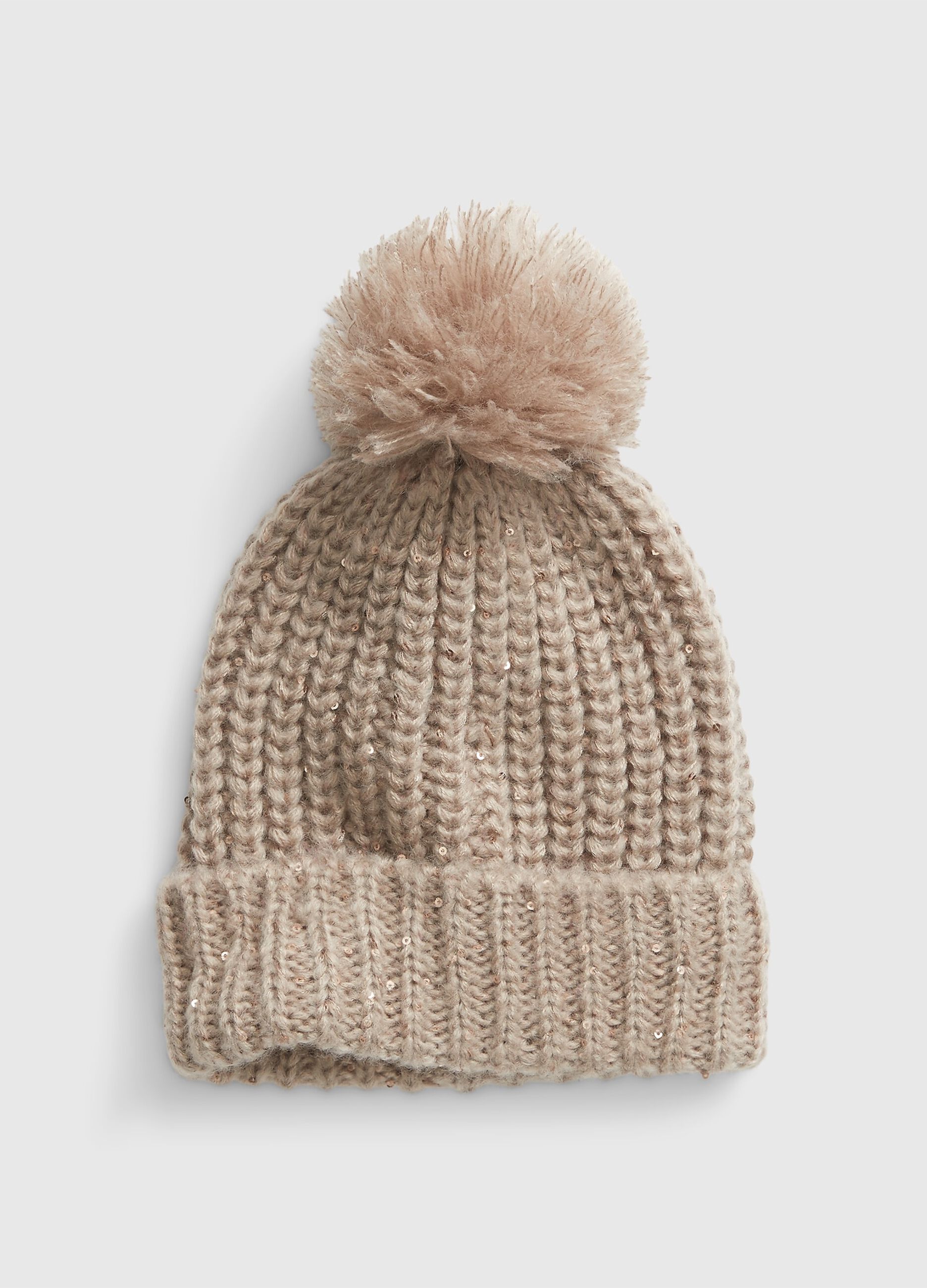 Bobble hat in knitted lurex